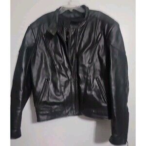YKK GENUINE LEATHER Fully Lined Biker Jacket w/Laced Side TriM Sz. 3XL